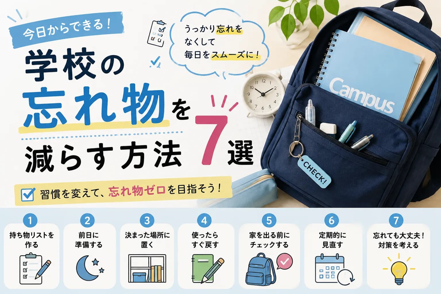 学校の忘れ物を減らす方法7選のアイキャッチ画像